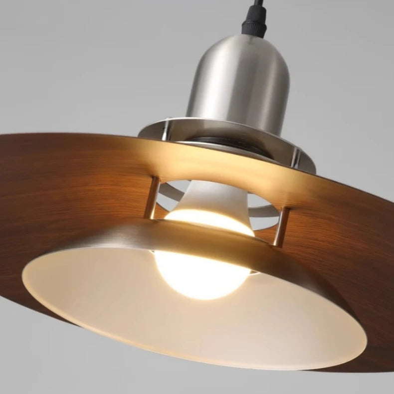 Suspension mid century modern en métal et noyer  | MIDORI