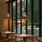 Suspension mid century modern en métal et noyer  | MIDORI