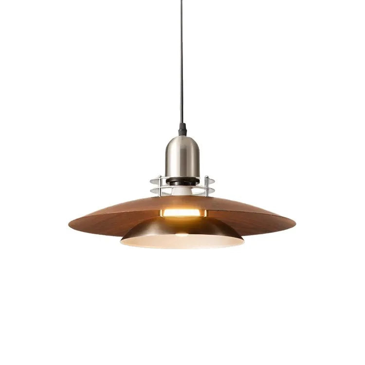 Suspension mid century modern en métal et noyer  | MIDORI
