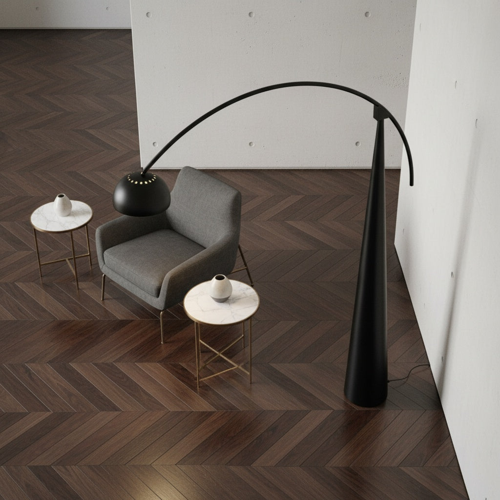 Lampadaire arc design contemporain noir | GRAVIT