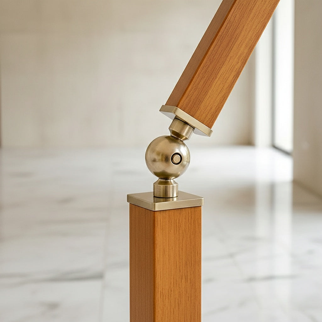 Lampadaire mid-century modern bois et métal brossé | ALDEN