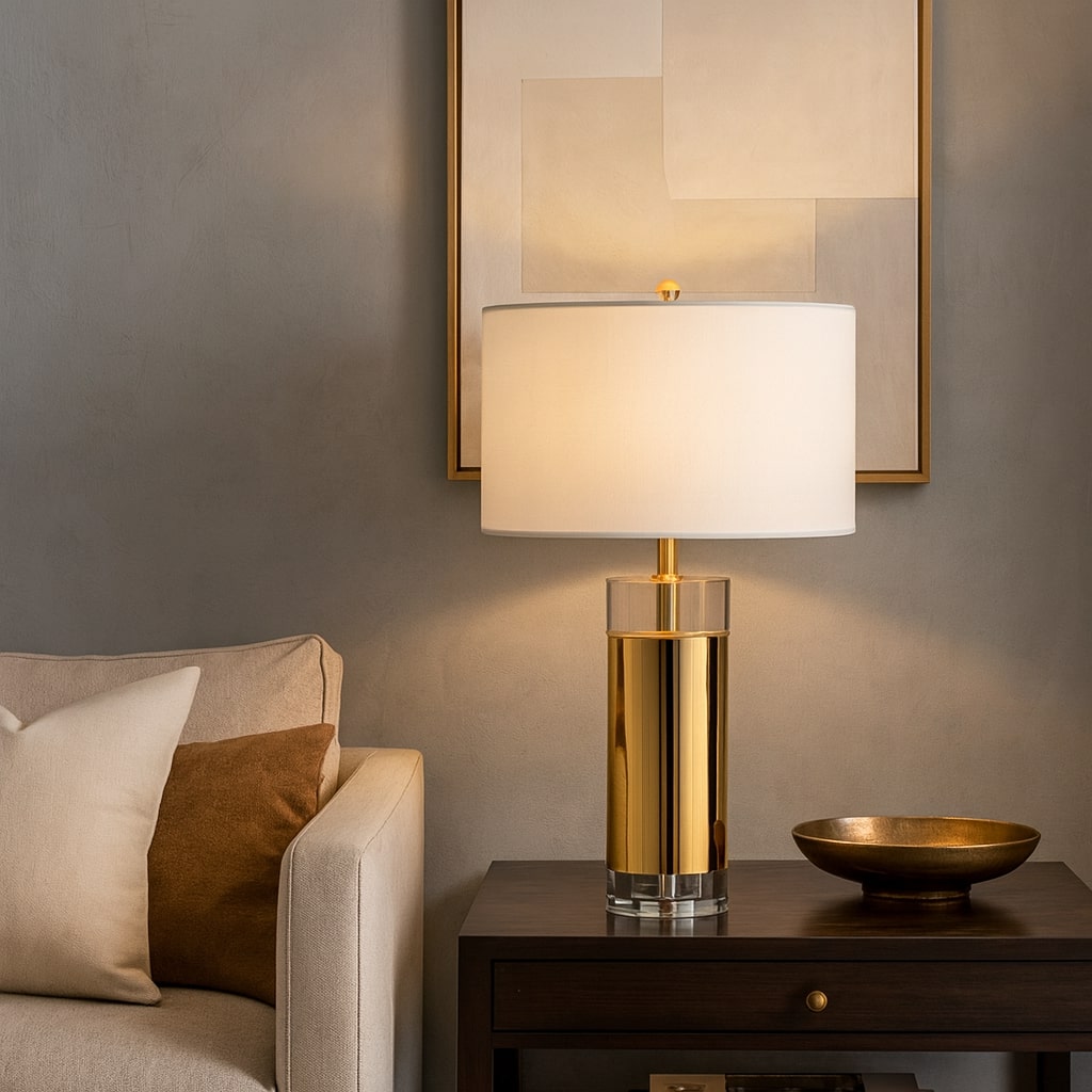 Lampe de table en laiton et verre | CLÉA