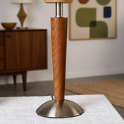 Lampe de Table Mid-Century en Bois et Tissu | TALONWOOD