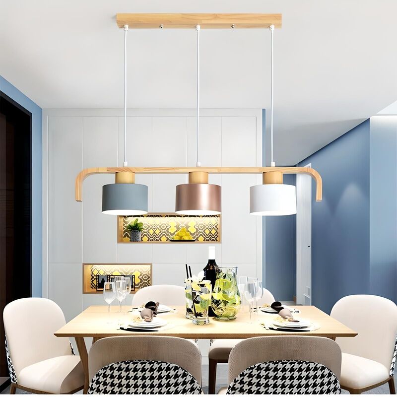 Suspension luminaire bois | FABLE-Multicolore-3 Têtes-Glowe-Studio