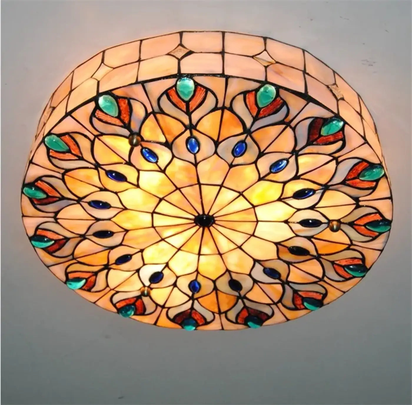 Plafonnier LED verre et métal vintage doré | GEKEZO