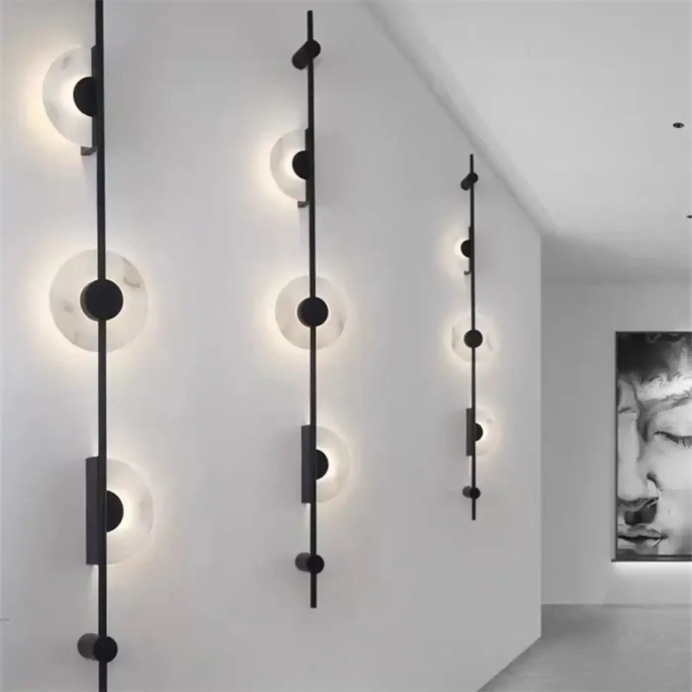 Applique murale 3 lumières marbre et métal doré moderne — vue 2