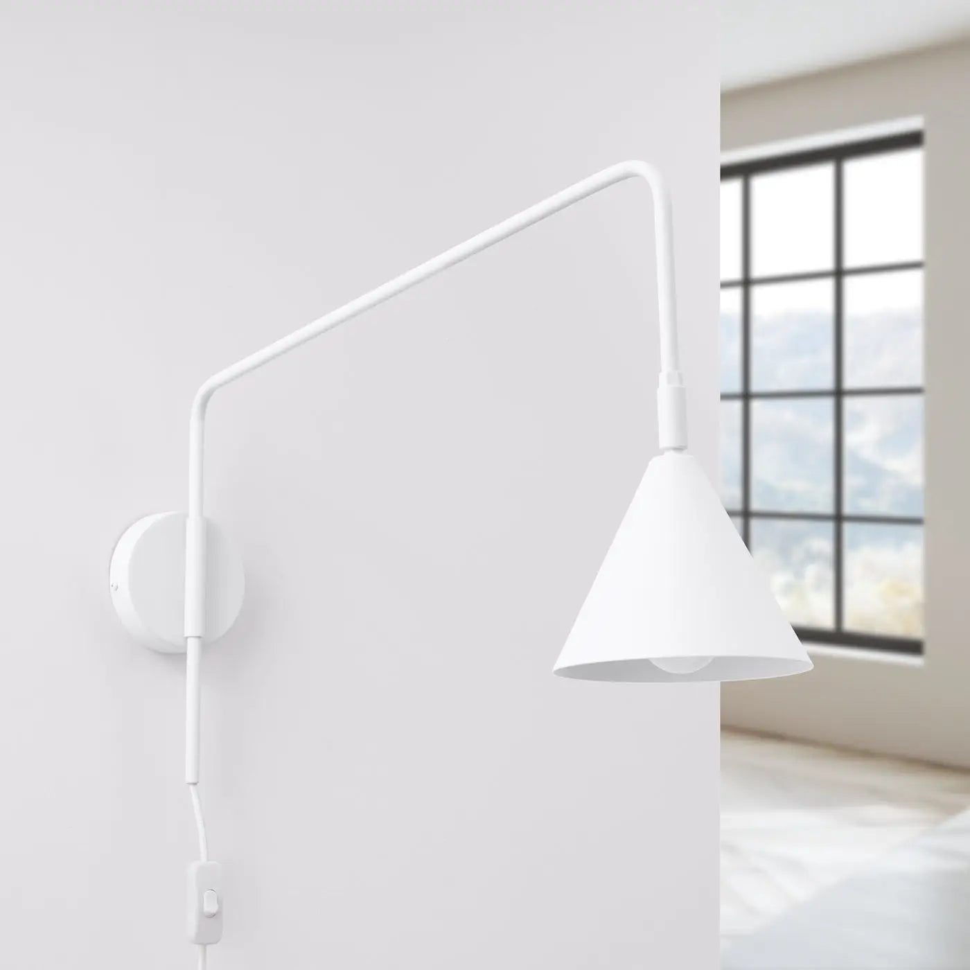 Applique murale abat-jour conique blanche en acier E14 — vue 2