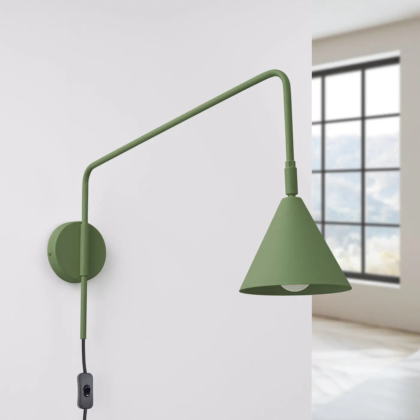 Applique murale abat-jour conique vert olive en acier E14 — vue 2