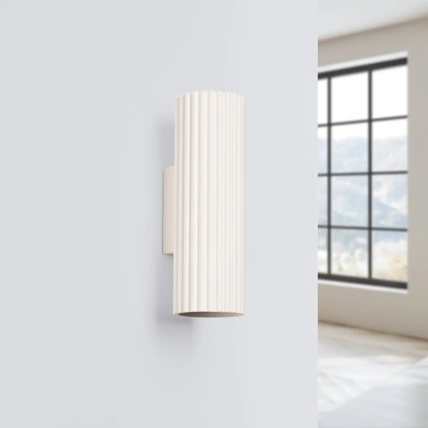 Applique murale beige cannelée LED double faisceau — vue 2