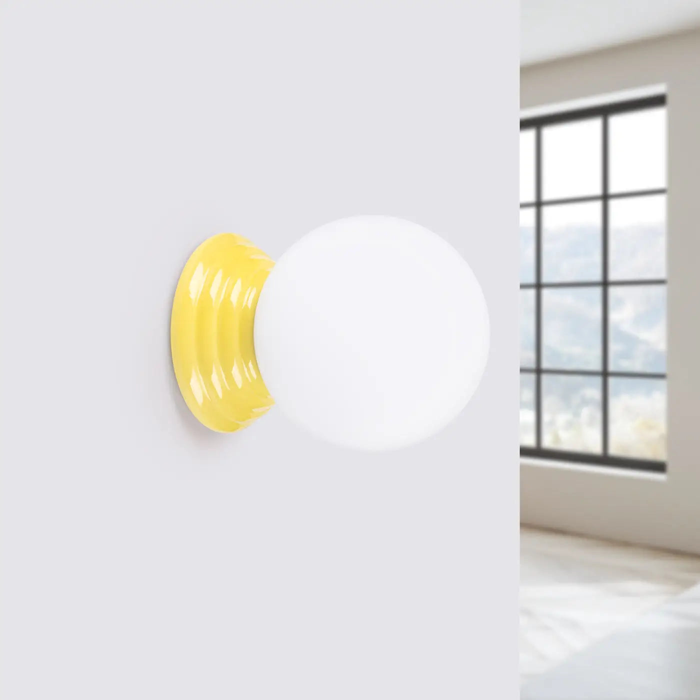 Applique murale boule opaline jaune céramique IP44 — vue 2