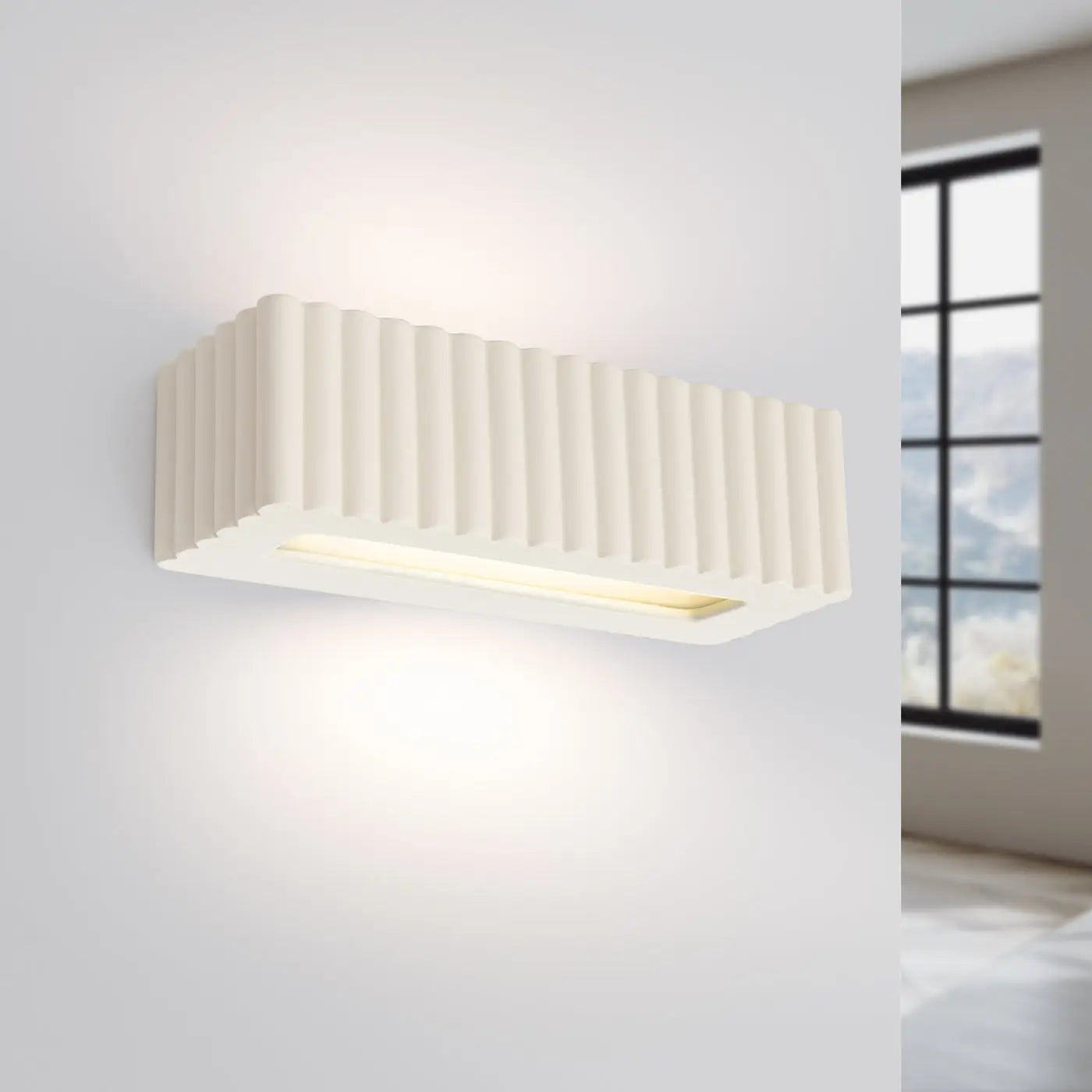 Applique murale céramique beige rainurée E27 moderne — vue 1