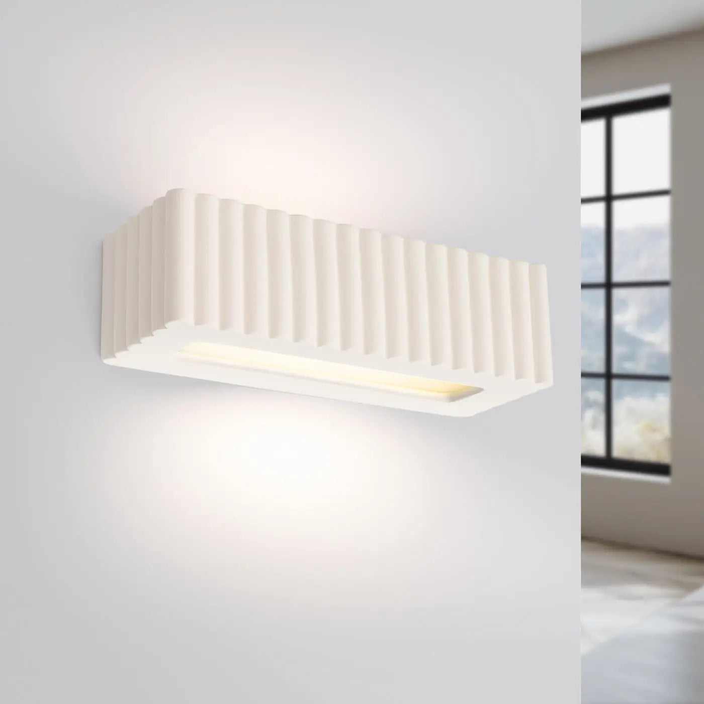Applique murale céramique blanche rainurée E27 moderne — vue 1