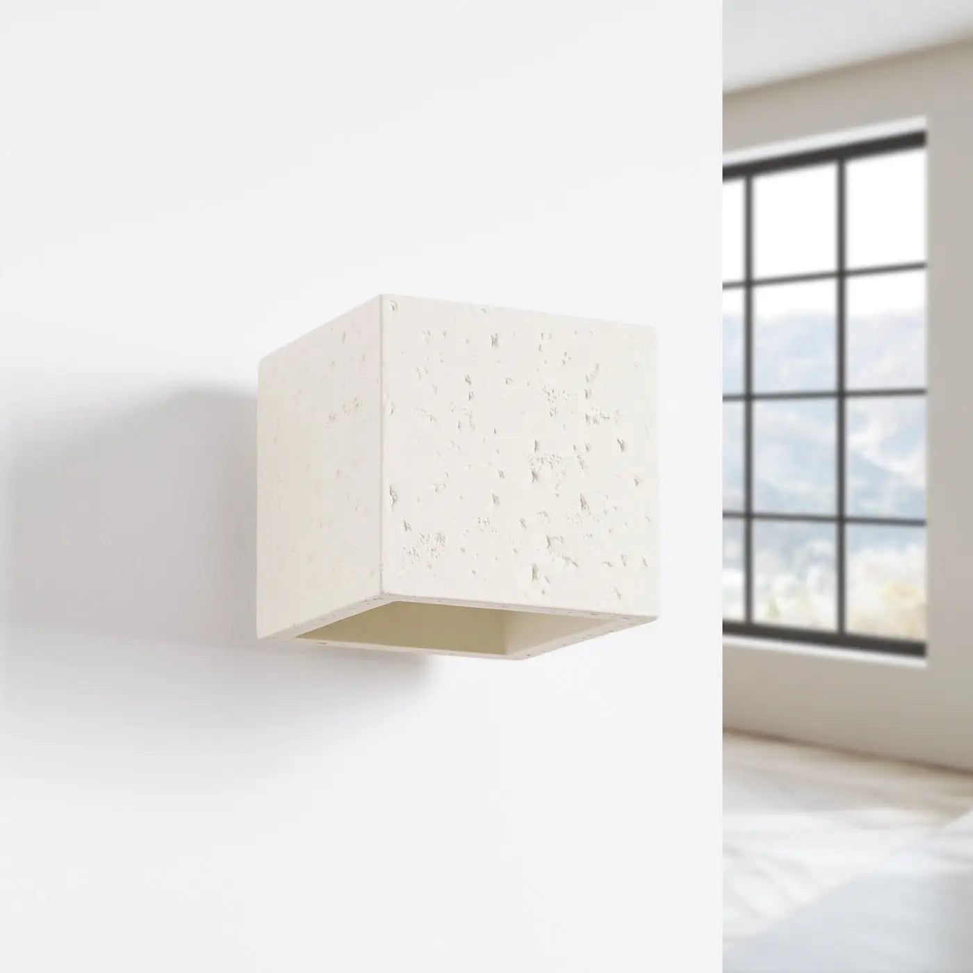 Applique murale cube en béton beige minimaliste — vue 2