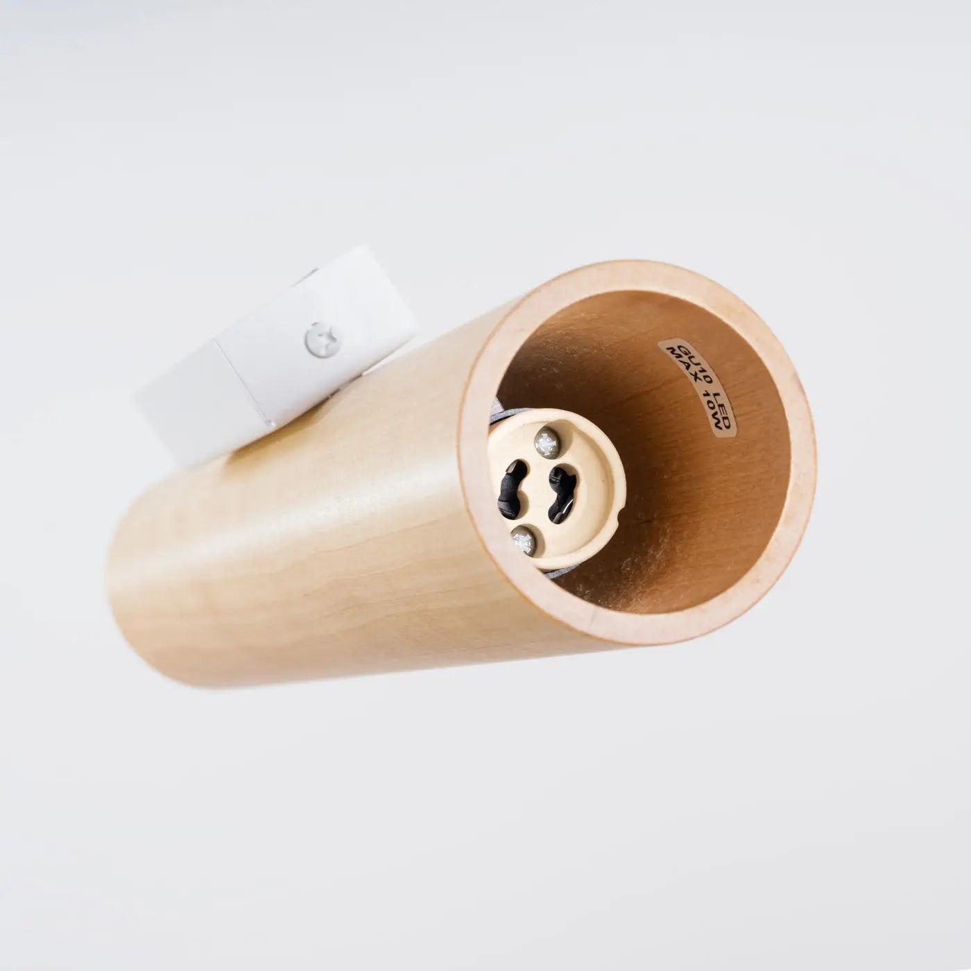 Applique murale cylindrique bois et tissu à 2 lumières — vue 3