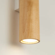 Applique murale cylindrique bois et tissu à 2 lumières — vue 5