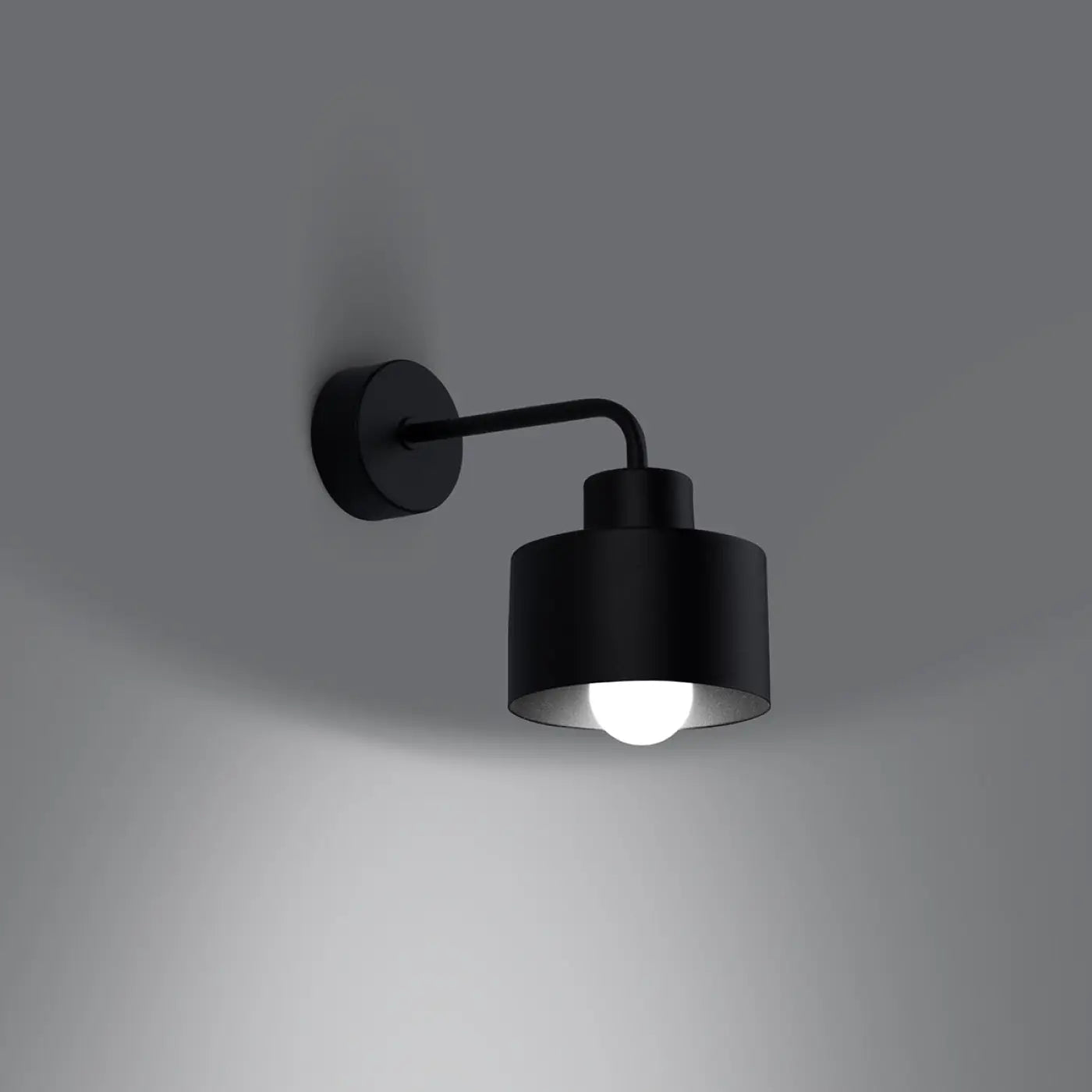 Applique murale cylindrique en acier noir mat E27 — vue 1
