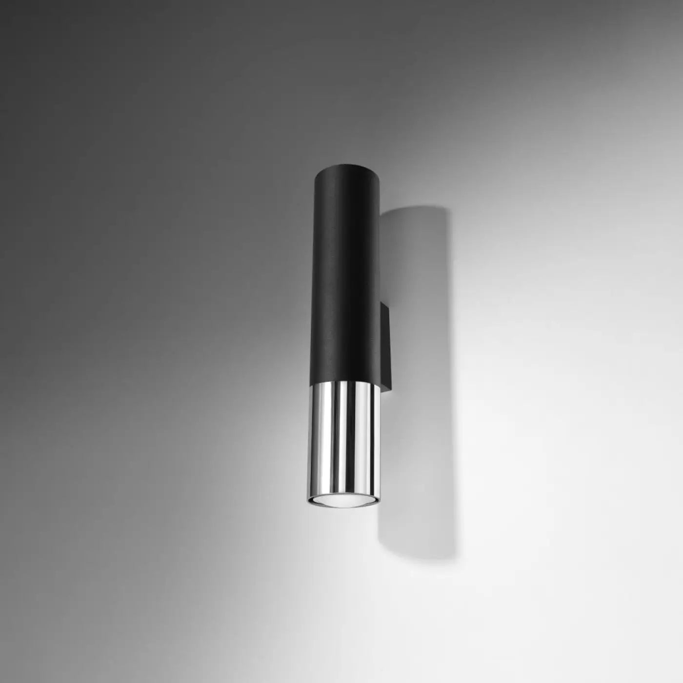 Applique murale cylindrique noire et chrome 2 lumières — vue 2