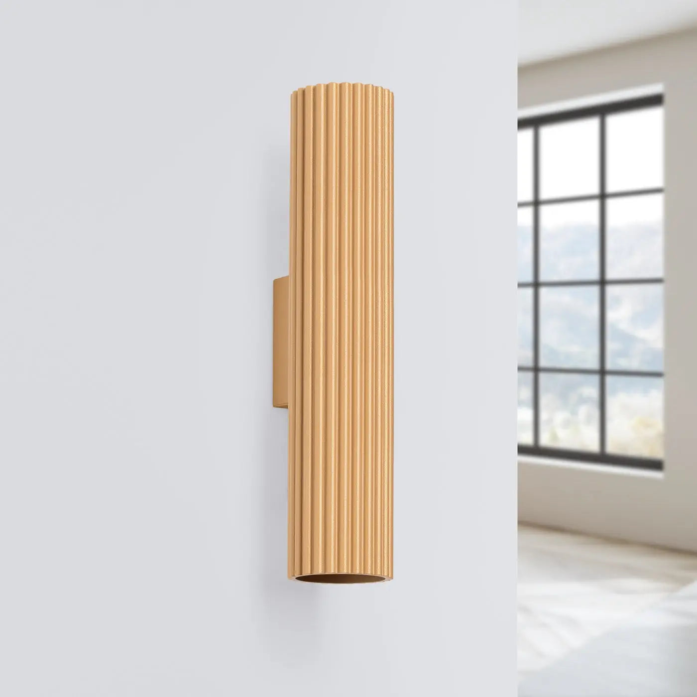 Applique murale dorée cannelée LED double faisceau — vue 2