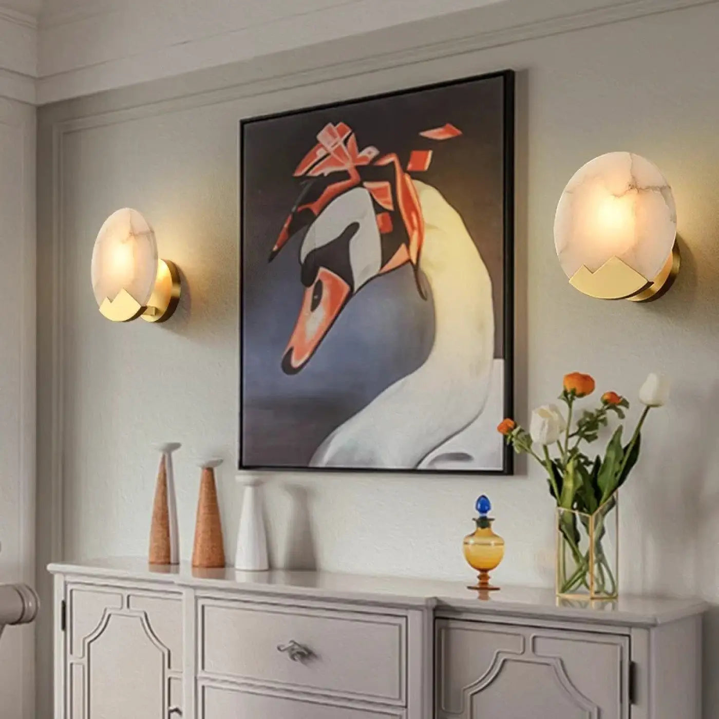 Applique murale dorée en métal et marbre style Art Déco — vue 2