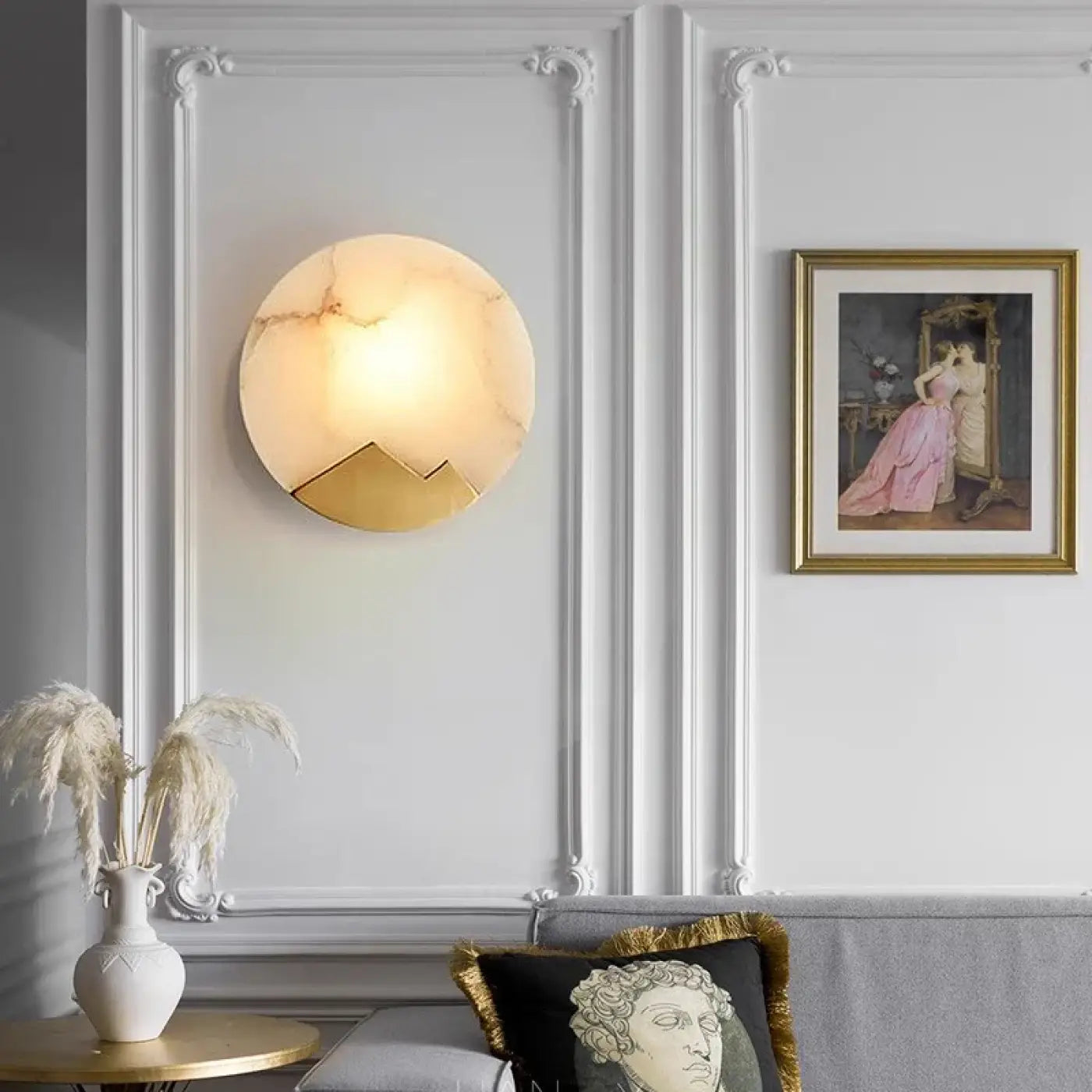 Applique murale dorée en métal et marbre style Art Déco — vue 5