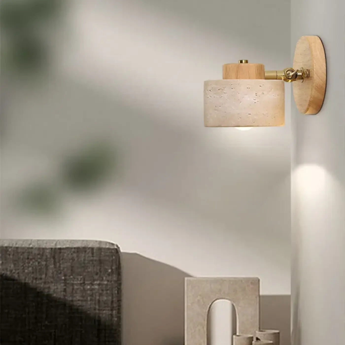 Applique murale en bois et pierre beige, style scandinave — vue 3
