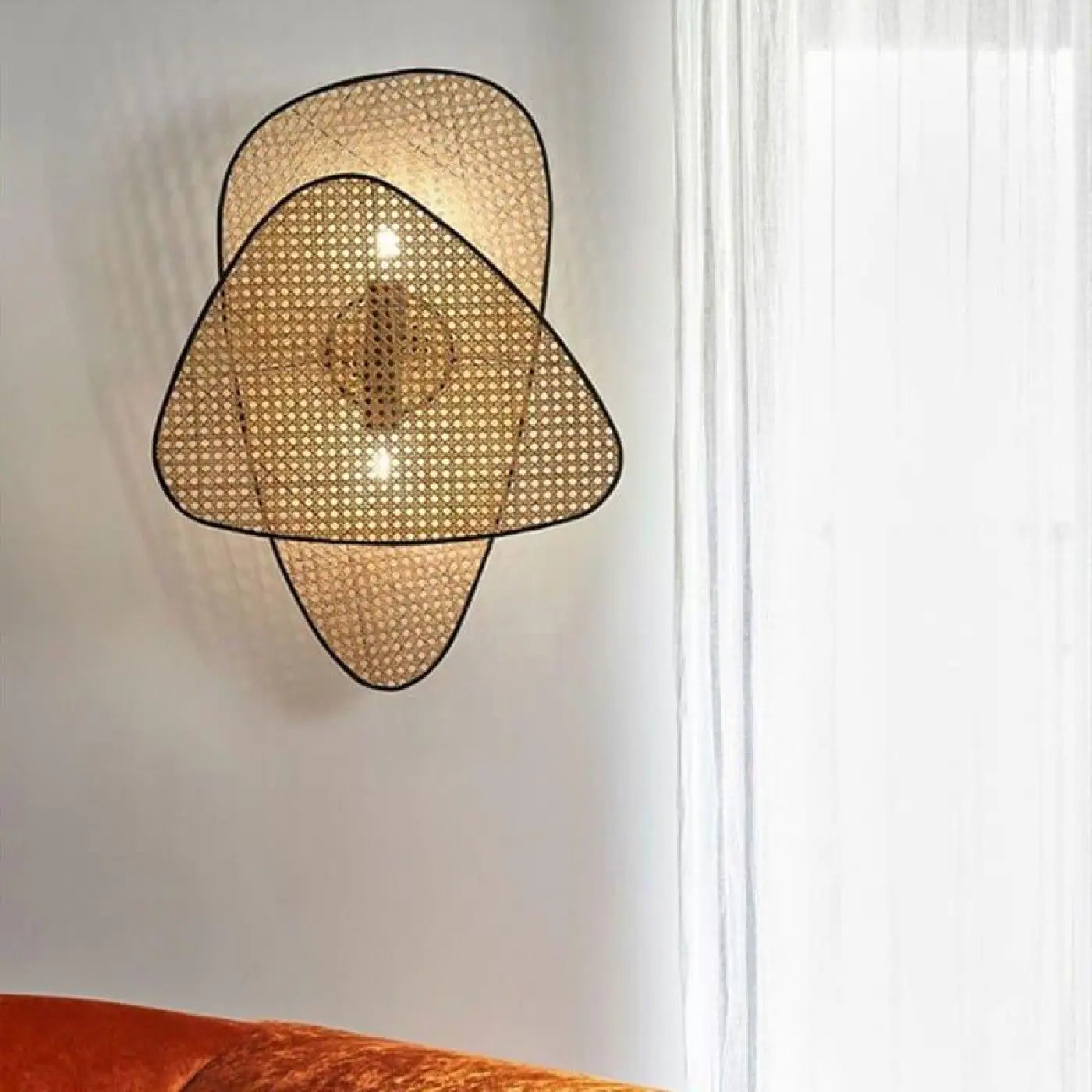 Applique murale en rotin et aluminium au style vintage — vue 2