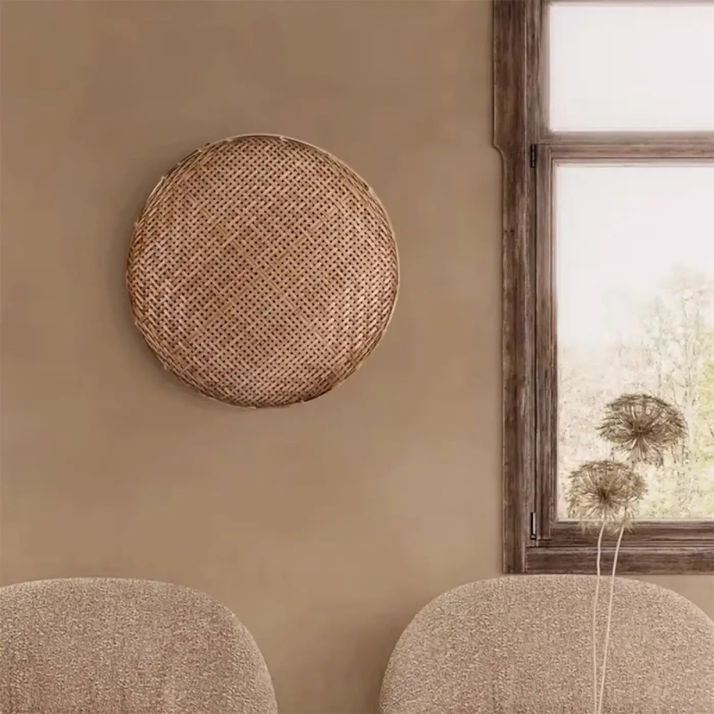 Applique murale en rotin et bambou beige scandinave — vue 1