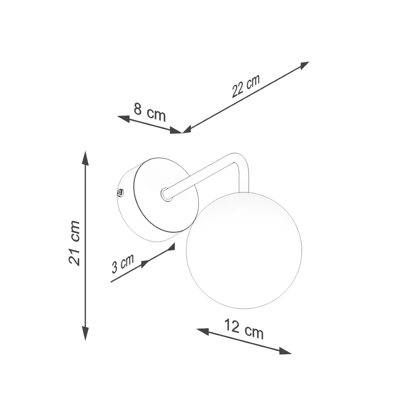 Applique murale globe en verre opale noir moderne — vue 12