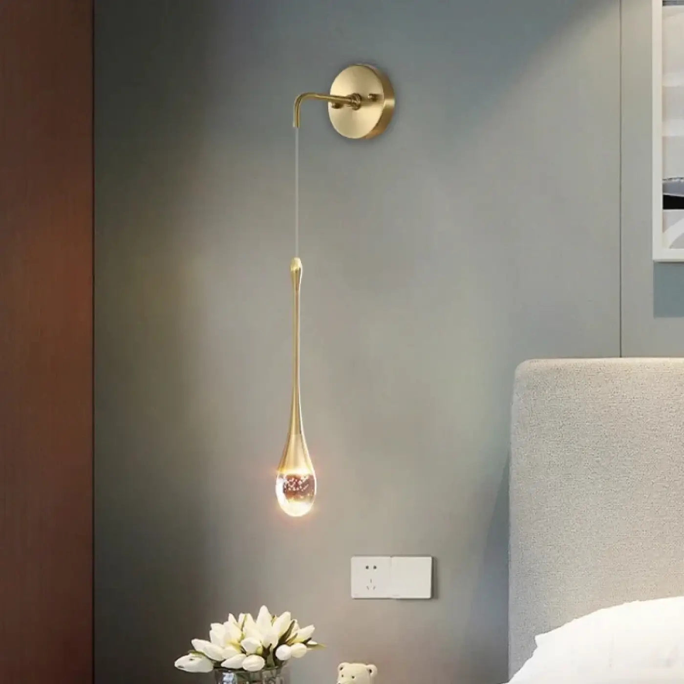 Applique murale goutte de verre dorée pour tête de lit — vue 6