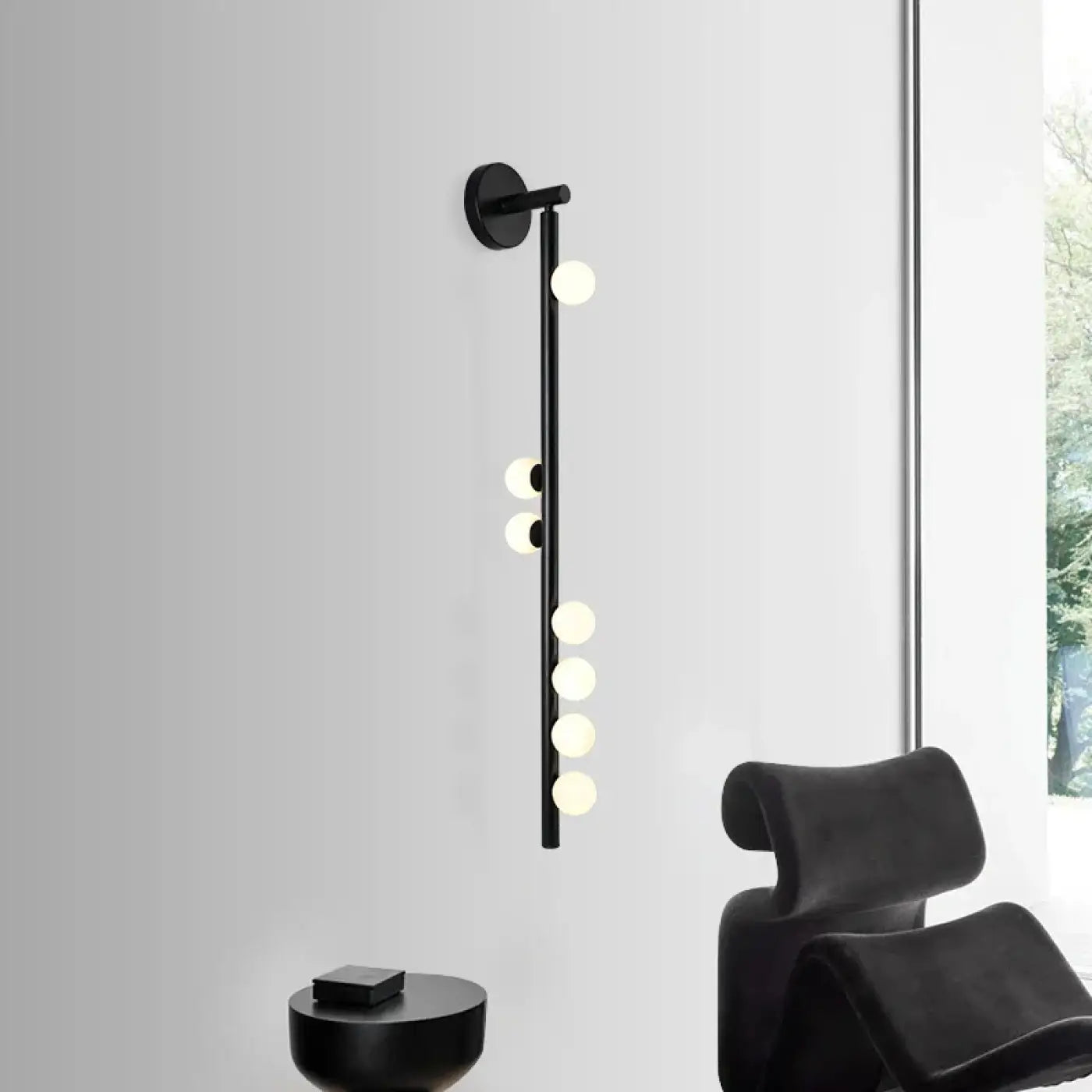 Applique murale LED 7 globes métal noir et doré — vue 2