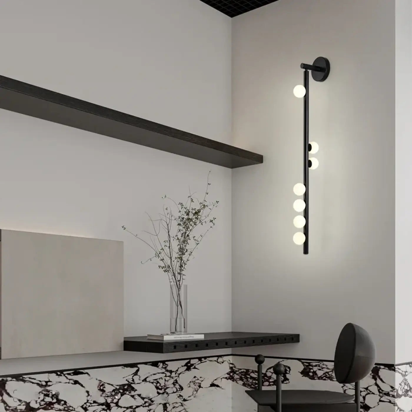 Applique murale LED 7 globes métal noir et doré — vue 9
