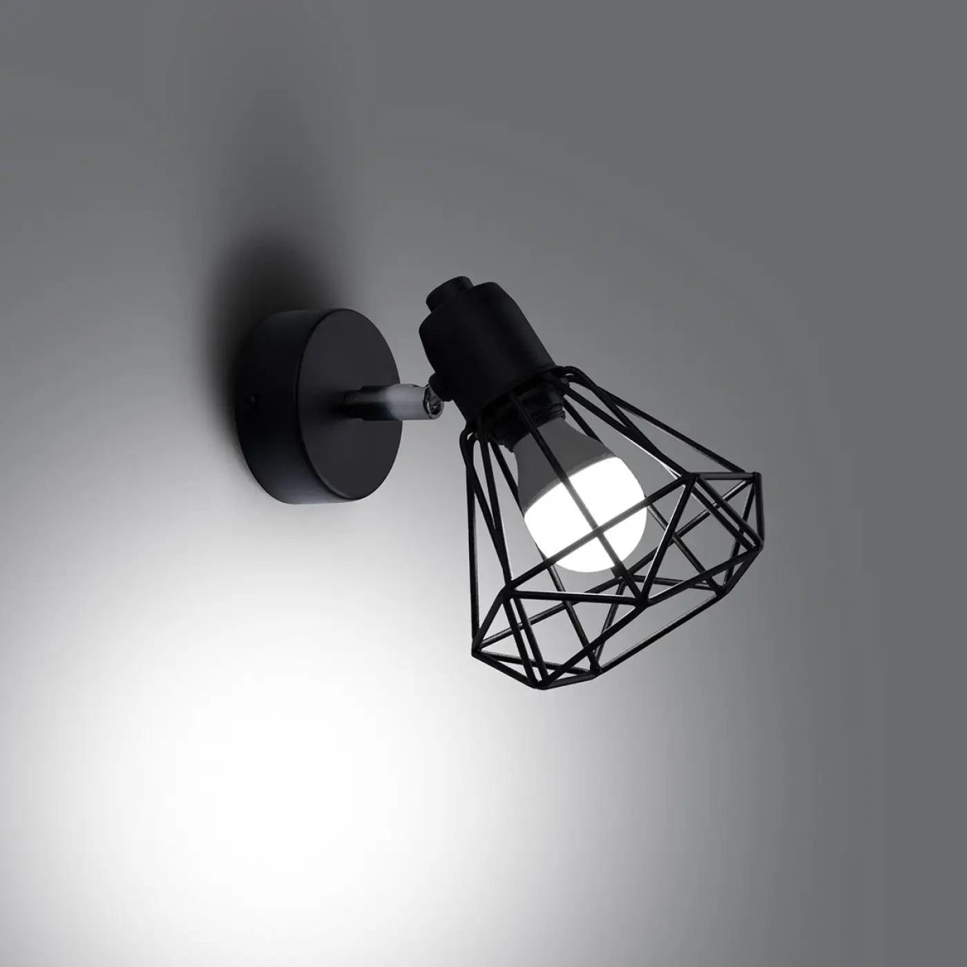 Applique murale LED acier noir cage ajourée E14 — vue 1