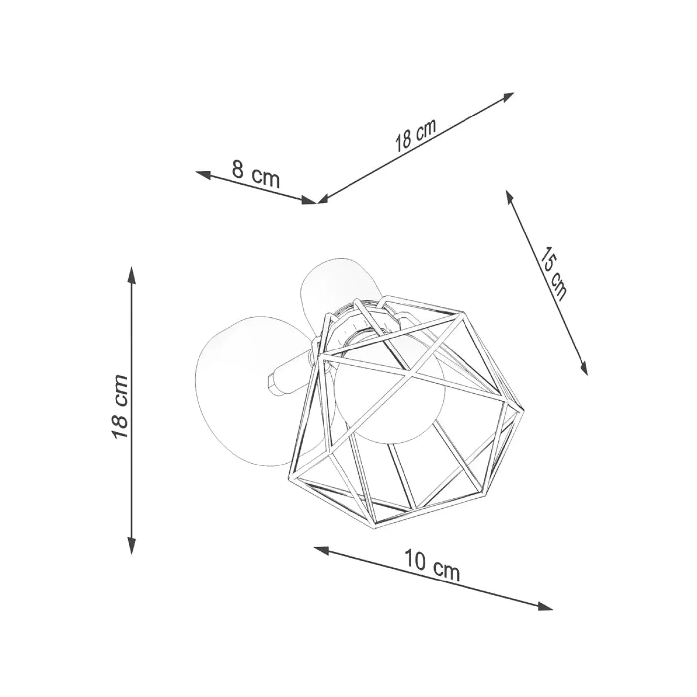 Applique murale LED acier noir cage ajourée E14 — vue 8