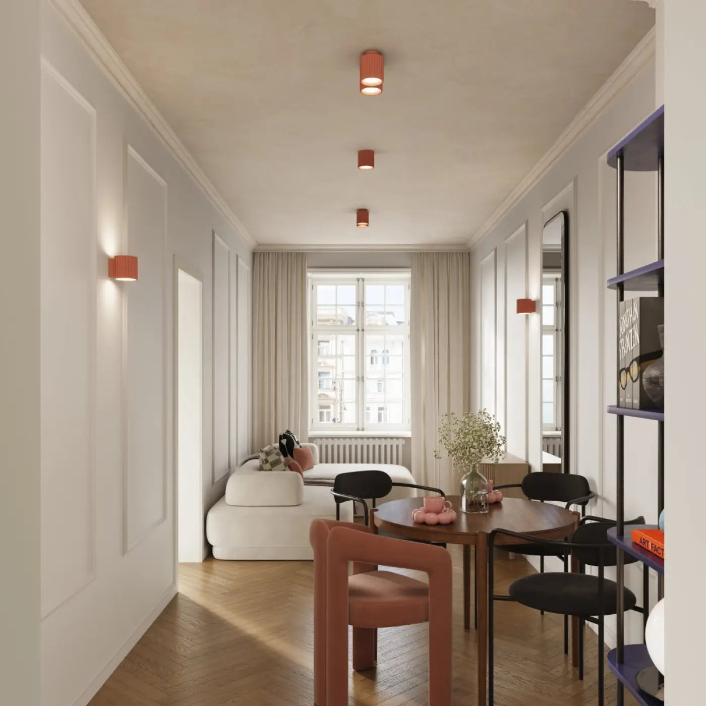 Applique murale LED aluminium peach cannelée minimaliste — vue 9
