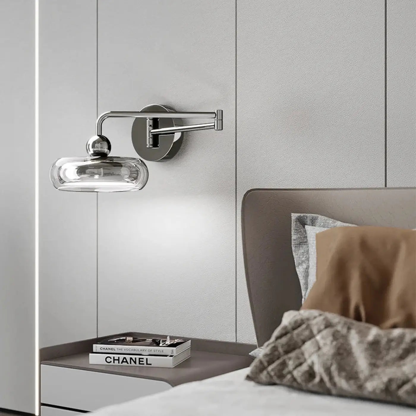 Applique murale LED argentée en aluminium et acrylique — vue 1