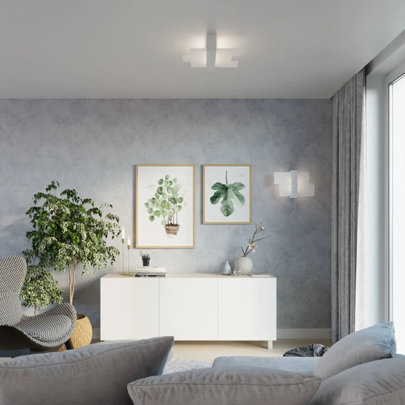 Applique murale LED blanche en bois et verre scandinave — vue 4
