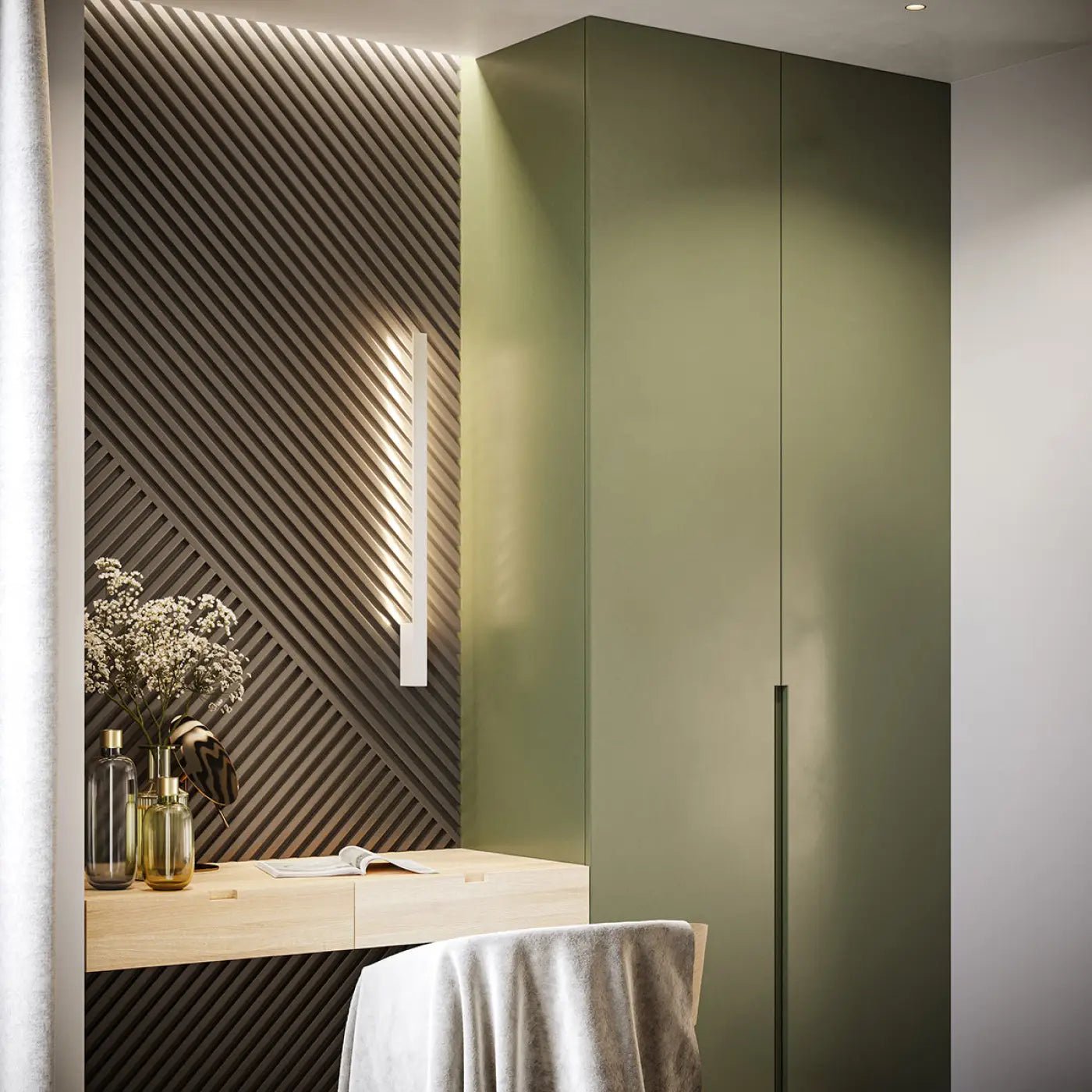 Applique murale LED blanche verticale minimaliste — vue 1