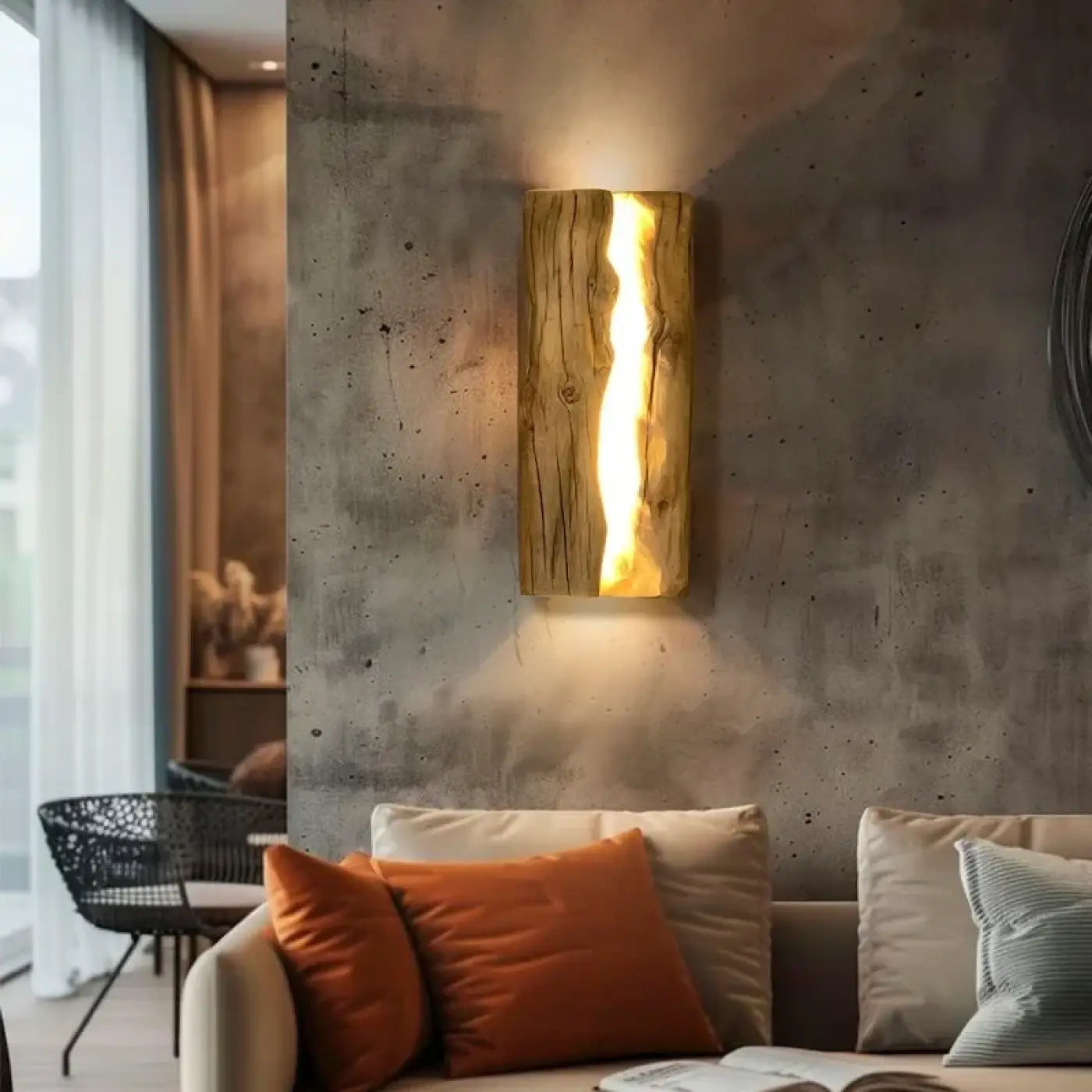 Applique murale LED bois et acrylique scandinave IP65 — vue 1