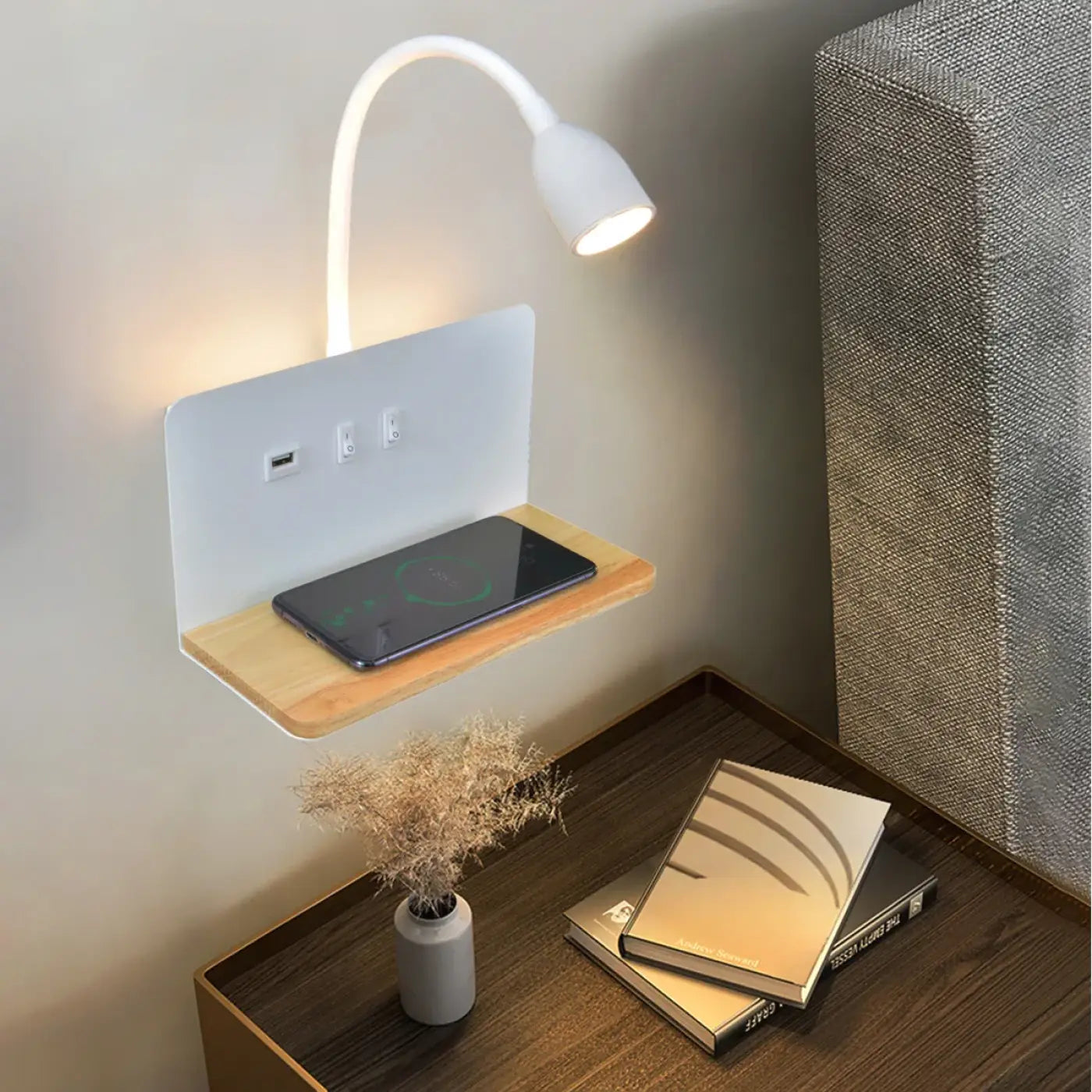 Applique murale LED bois et métal à luminosité réglable — vue 2
