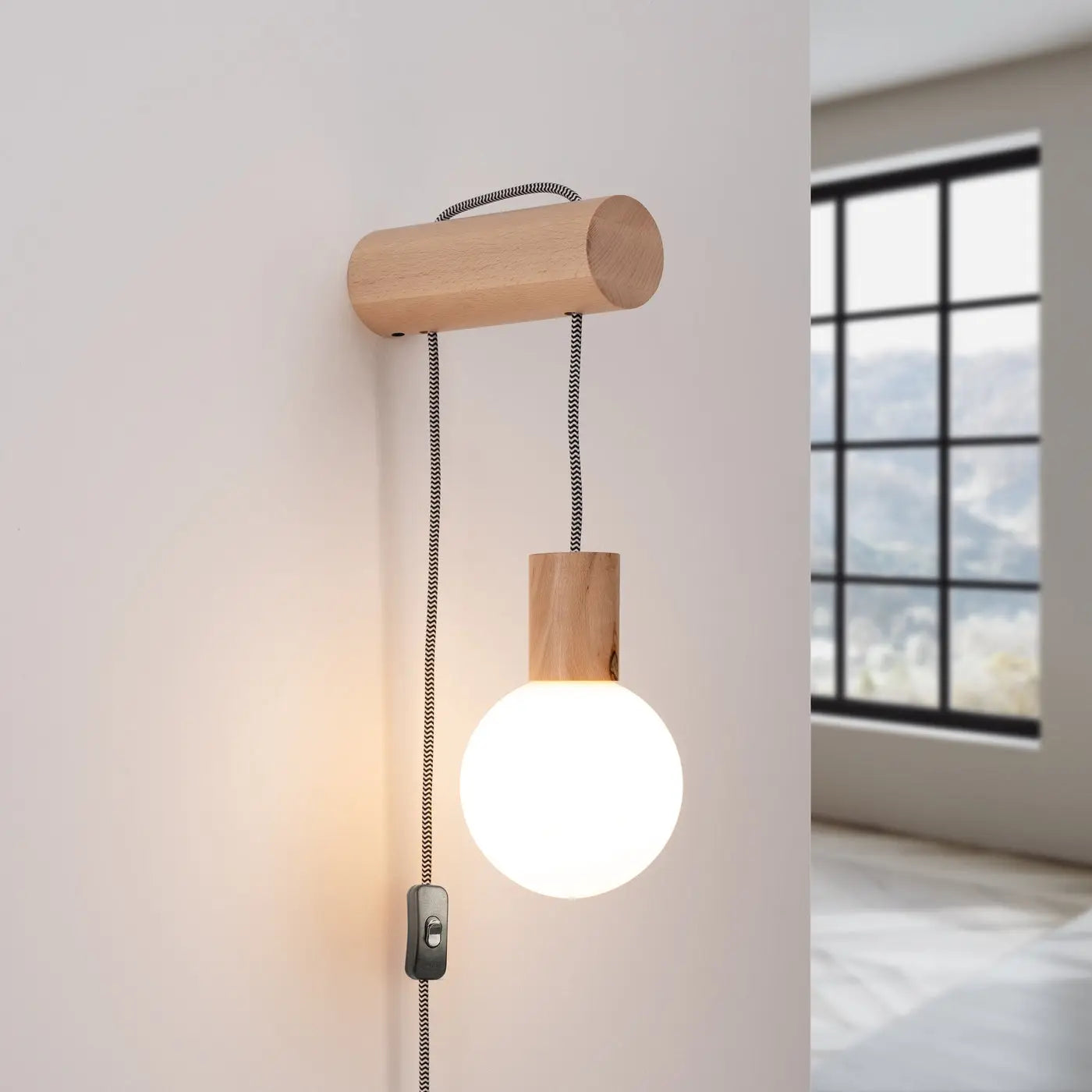 Applique murale LED bois et verre style scandinave — vue 1