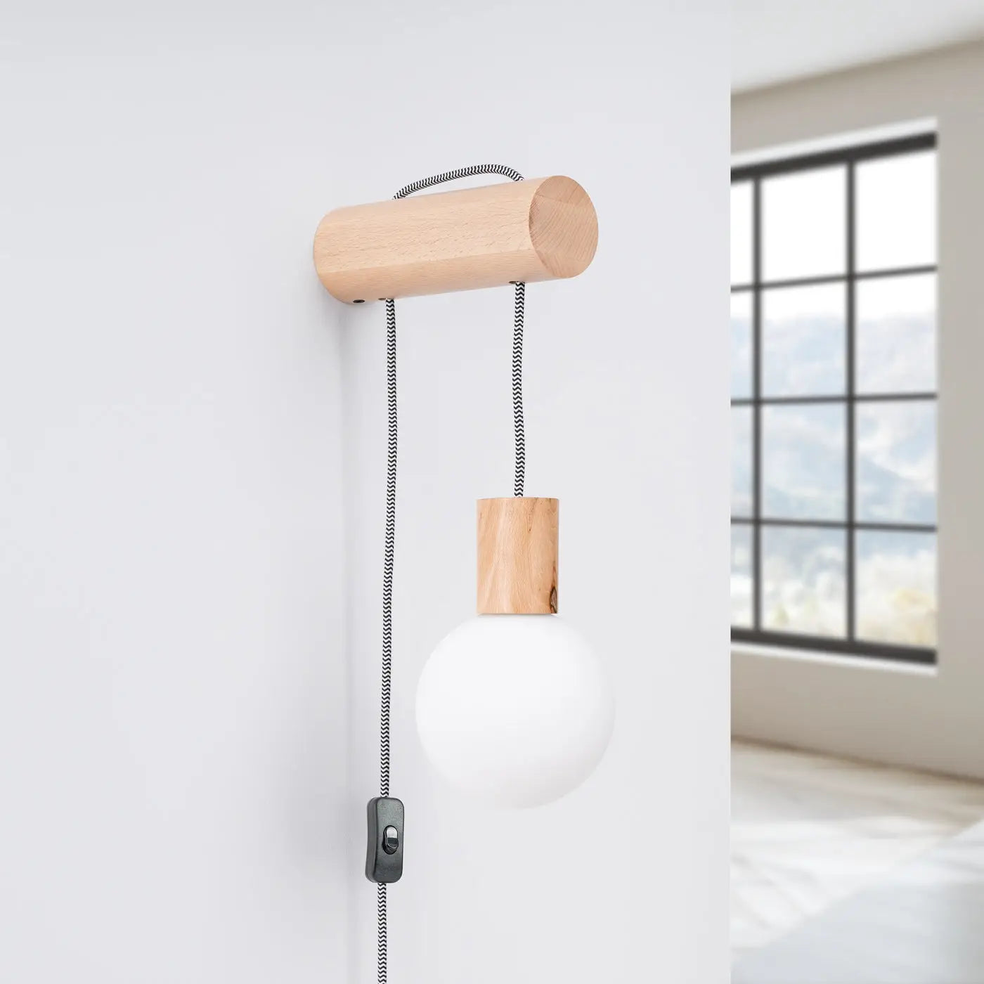 Applique murale LED bois et verre style scandinave — vue 2