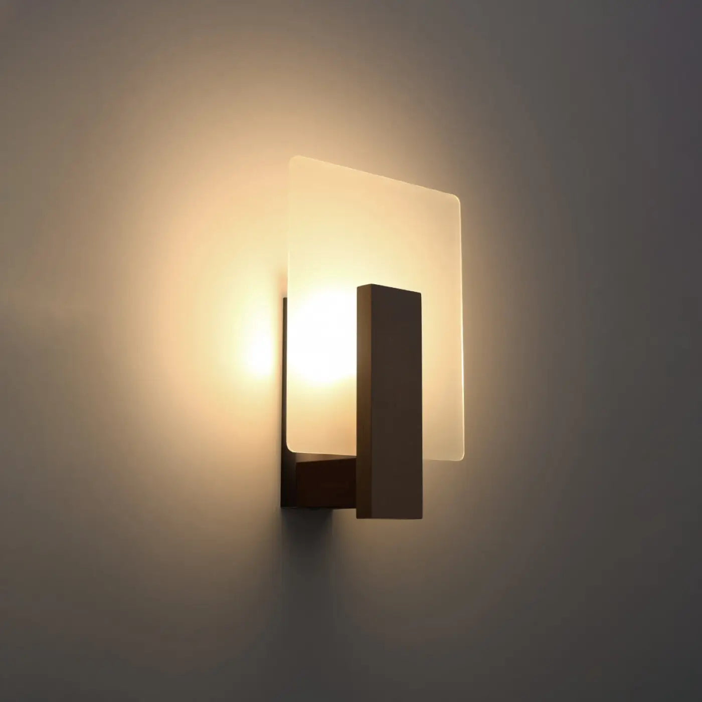 Applique murale LED bois wengé et verre scandinave — vue 1