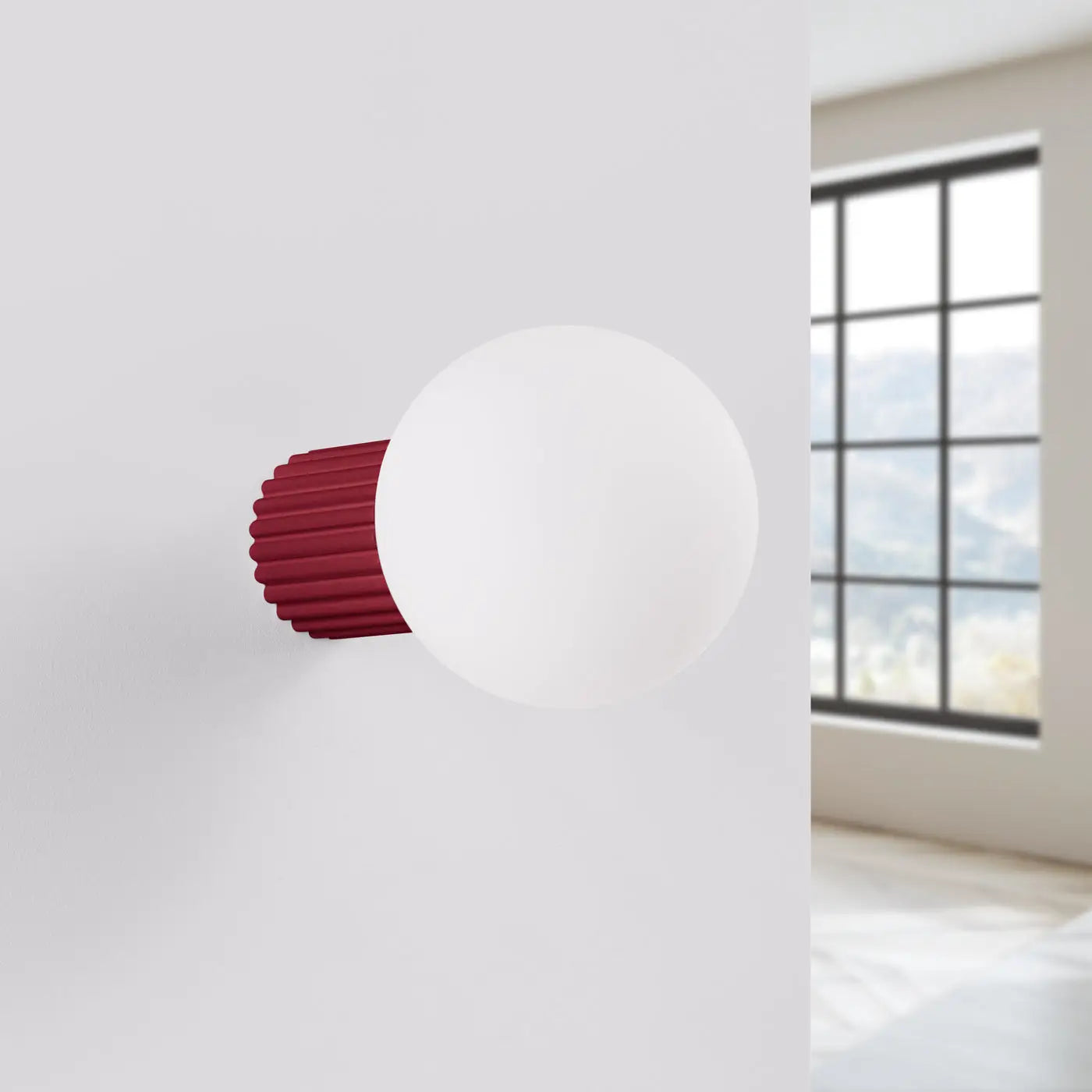 Applique murale LED bordeaux globe opalin IP44 — vue 2