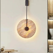 Applique murale LED cercle en pierre et métal doré — vue 1