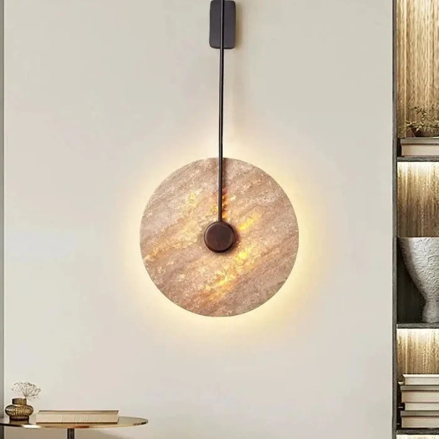 Applique murale LED cercle en pierre et métal doré — vue 3