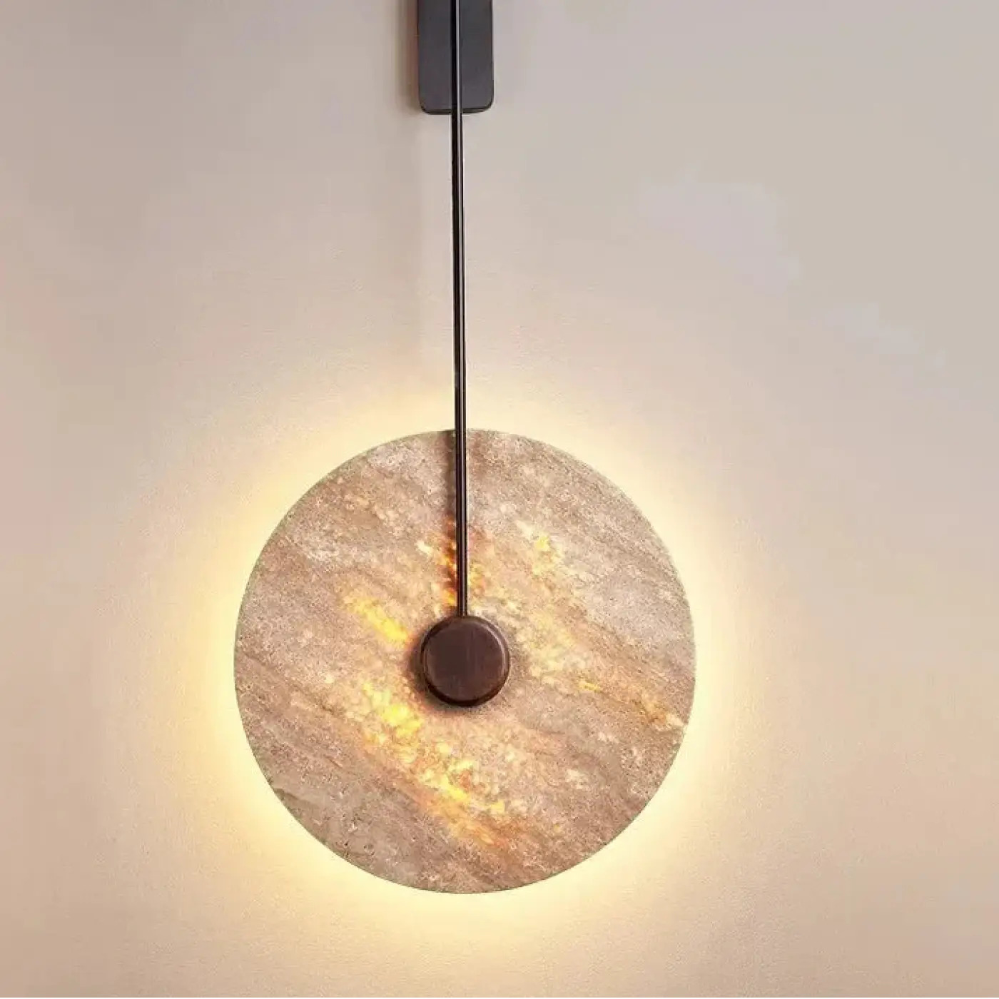 Applique murale LED cercle en pierre et métal doré — vue 6