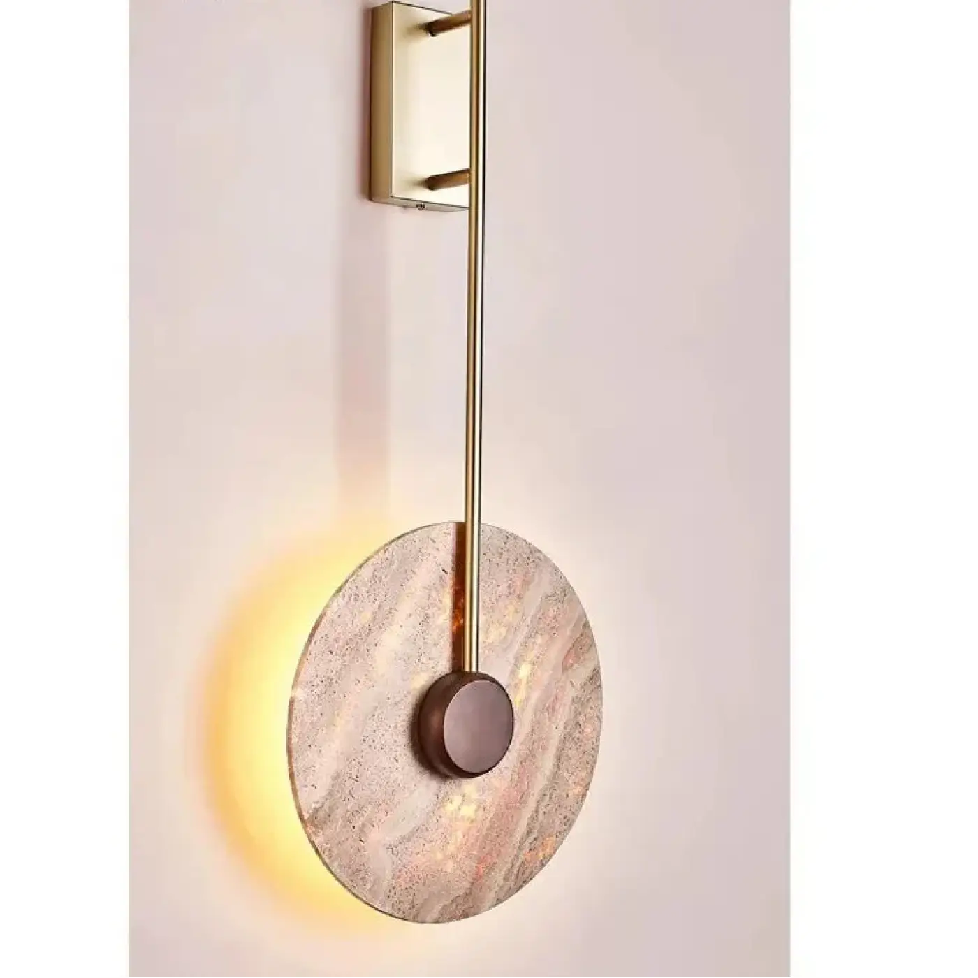 Applique murale LED cercle en pierre et métal doré — vue 9