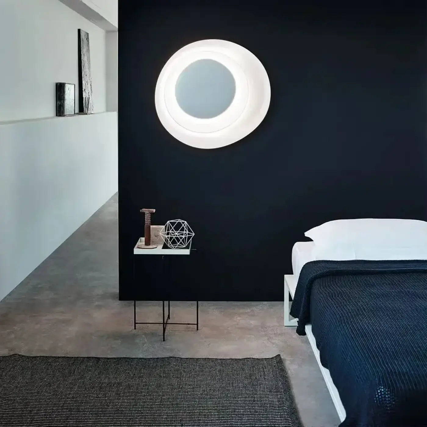 Applique murale LED cercles blanc et marron design — vue 1