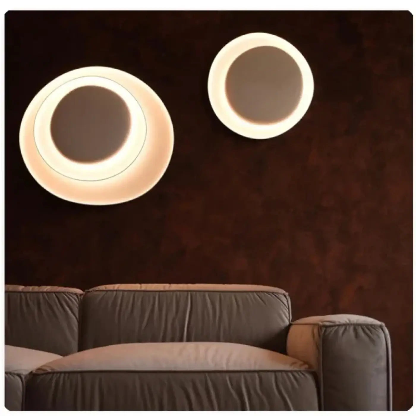 Applique murale LED cercles blanc et marron design — vue 5