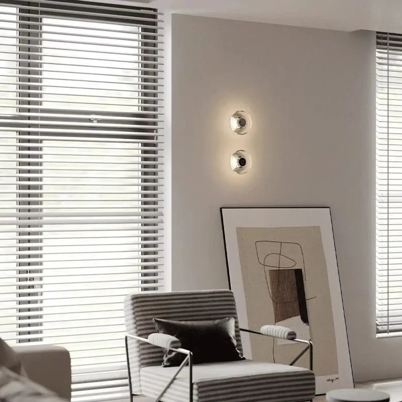 Applique murale LED cylindrique en acier gris minimaliste — vue 1